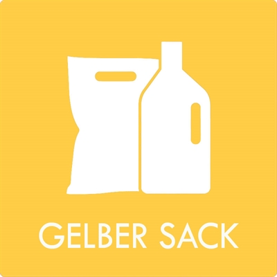 Gelber Sack - Mülltrennungsaufkleber - 12x12 cm
