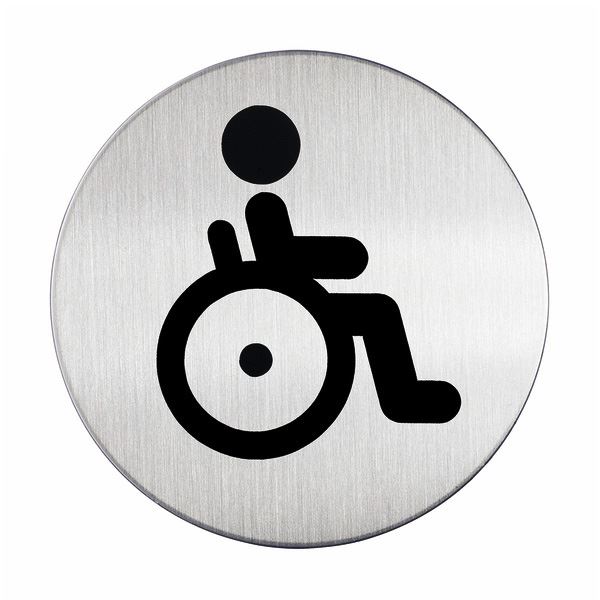 Behinderten-WC-Schild Aus Edelstahl – Rund, 76 Mm, Gebürstet | Einfache Montage, Korrosionsbeständig, Für öffentliche Bereiche