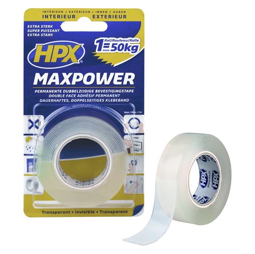 HPX MAXPOWER transparentes doppelseitiges Klebeband 19 mm