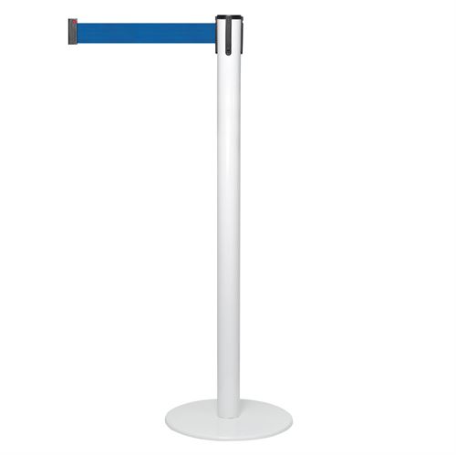 Absperrständer Weiß - Blau Gurtband