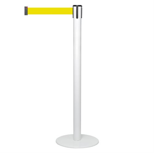Absperrständer Weiß - Gelb Gurtband