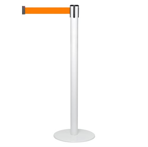 Absperrständer Weiß - Orange Gurtband