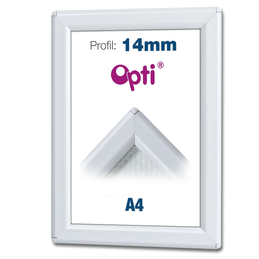 Weiß Opti Color A4 Klapprahmen mit 14mm Profil