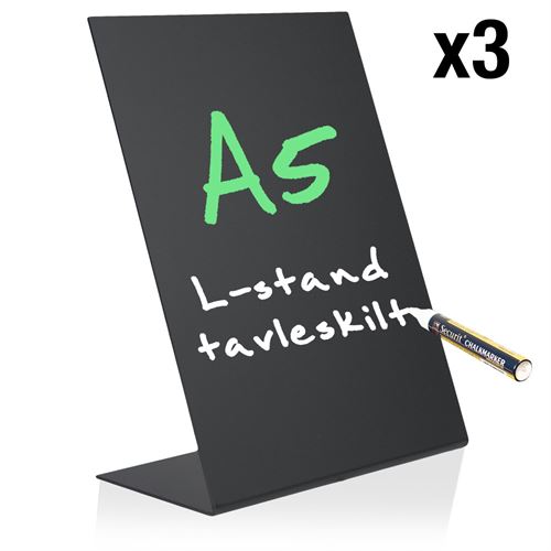 L-Ständer A5 Kreidetafel Tischaufsteller - Packung mit 3 Stück