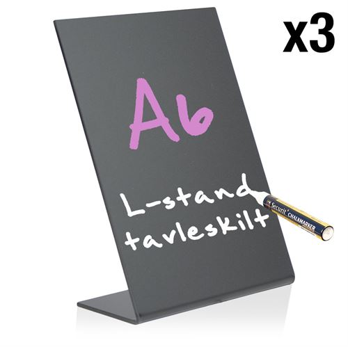 L-Ständer A6 Kreidetafel Tischaufsteller - Packung mit 3 Stück