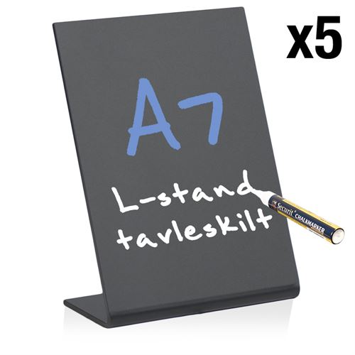 L-Ständer A7 Kreidetafel Tischaufsteller - Packung mit 5 Stück