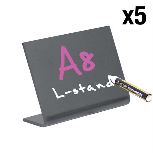 L-Ständer A8 Kreidetafel Tischaufsteller  - Packung mit 5 Stück