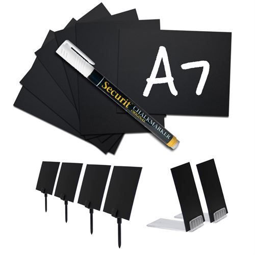 Mini A7 Kreidetafel Tags - Schwarz - 20er Set