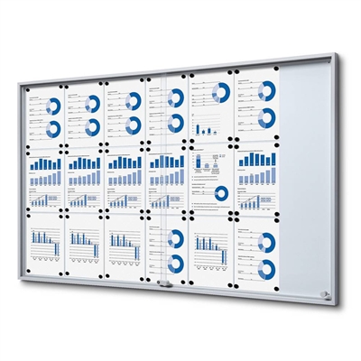 Whiteboard Schaukasten mit Schiebetüren  - 21xA4