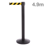 QueuePro Schwarz Absperrständer - 490 cm - Gelb / Schwarz Gurtband