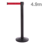 QueuePro Schwarz Absperrständer - 490 cm - Rot Gurtband