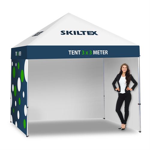 Werbepavillon mit Druck - 3x3 Meter - Mit 3 Seitenwände