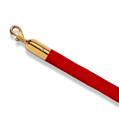 Rote Samt Absperrkordel mit goldenem Klickverschluss - 200 cm