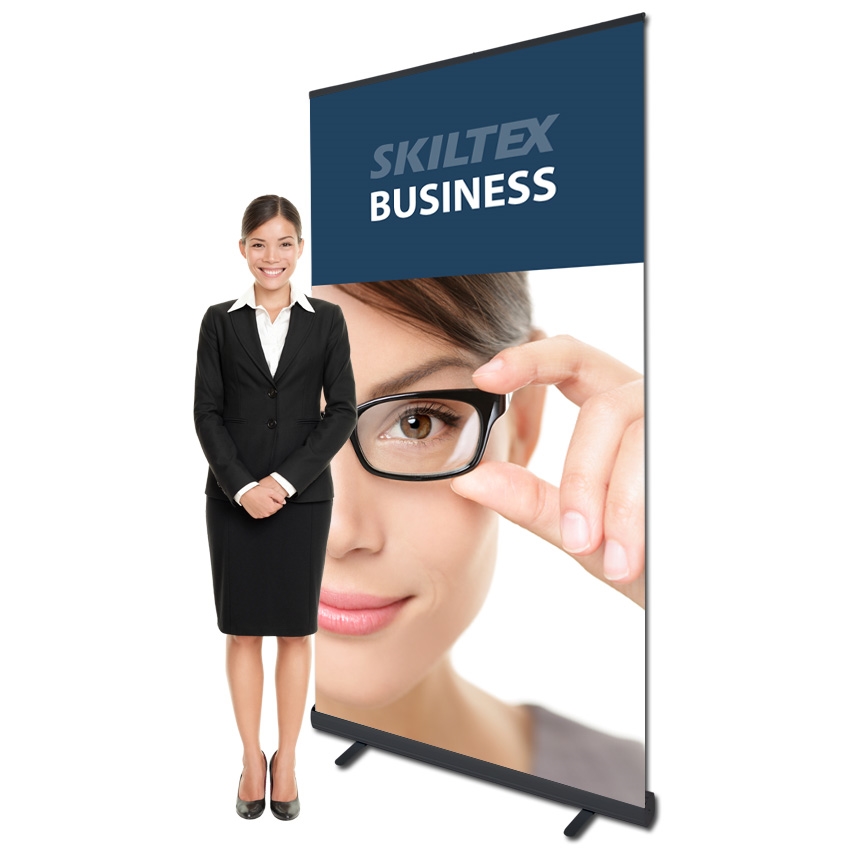 BUSINESS Roll Up Banner schwarz inkl. Druck - 100 x 200 cm