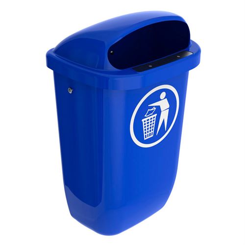 BinPro Abfallbehälter für Wand/Pfosten – 50L - Blau