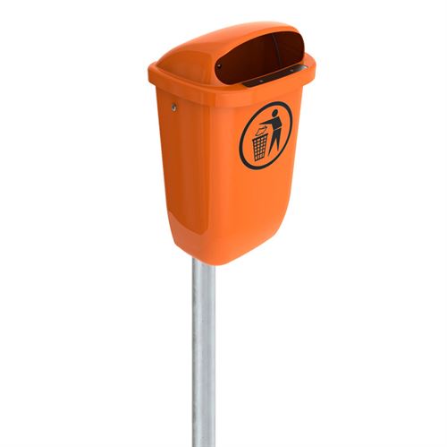 BinPro Abfallbehälter für Wand/Pfosten – 50L - Orange