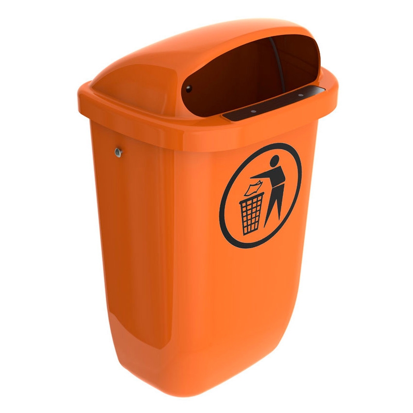 BinPro Abfallbehälter für Wand/Pfosten – 50L - Orange