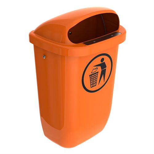 BinPro Abfallbehälter für Wand/Pfosten – 50L - Orange