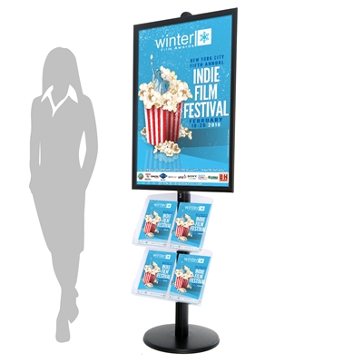 Schwarzer ProStand 110 – Plakat-Display mit Prospekthalter - B1 - 70x100 cm