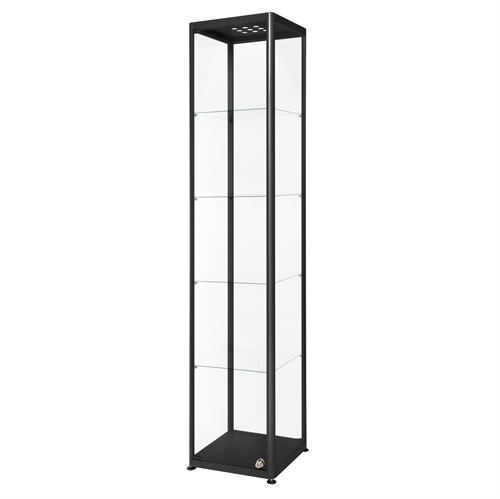 Premium Schwarz LED Glasvitrine mit Schloss - 40x40x200 cm