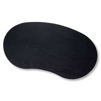 Schwarze Tischplatte für Kidney-Messetheke