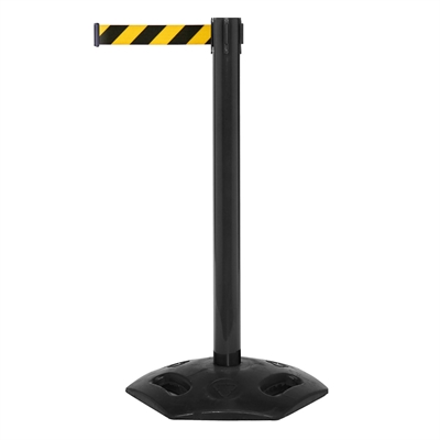 WeatherMaster Schwarz Absperrständer - Gelb/Schwarz Gurtband