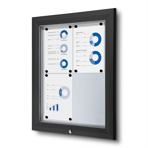 Schwarz Premium Whiteboard Schaukasten Außen - 4xA4