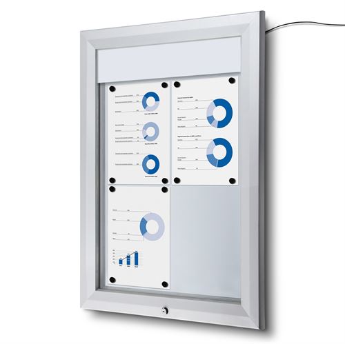 Premium LED Outdoor Whiteboard Schaukasten - 4xA4