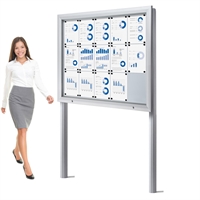 Premium Outdoor Whiteboard Schaukasten mit Pfosten - 15xA4 (Erdmontage)