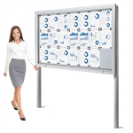 Premium Outdoor Whiteboard Schaukasten mit Pfosten - 21xA4 (Erdmontage)