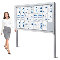 Premium Outdoor Whiteboard Schaukasten mit Pfosten - 24xA4 (Erdmontage)