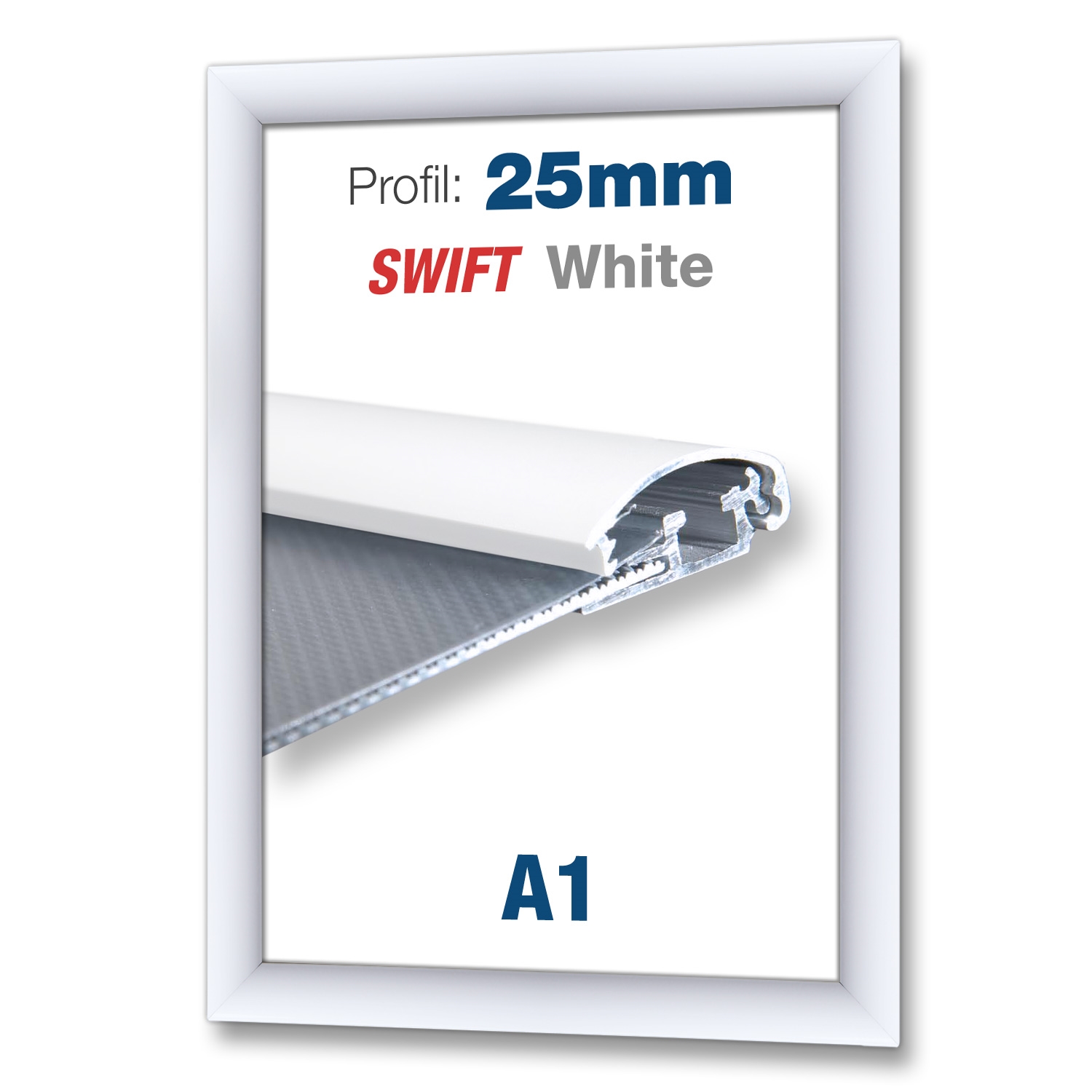 Weiß Swift Klapprahmen mit 25 mm-Profil - DIN A1