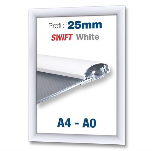 Weiß Swift Klapprahmen mit 25 mm-Profil