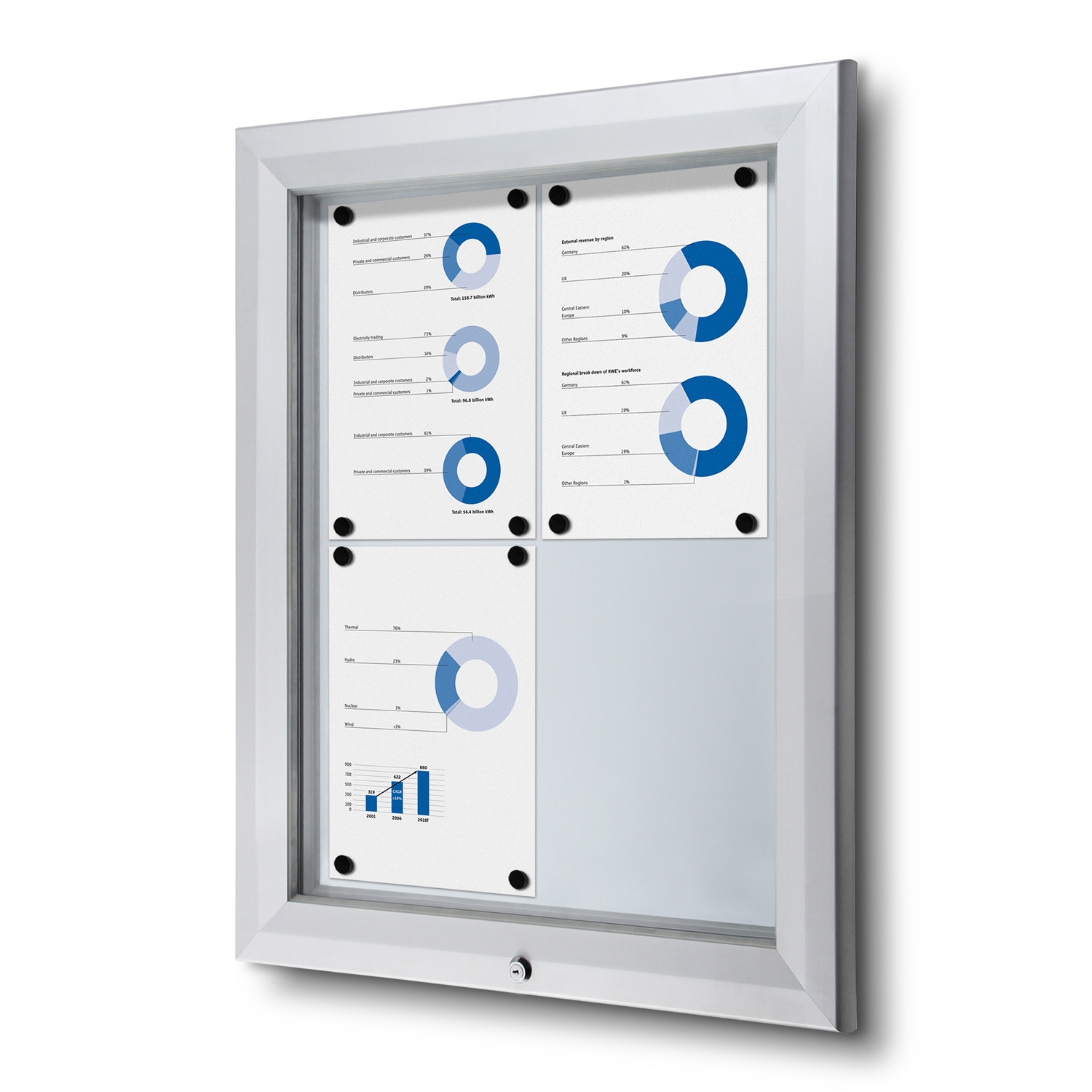 Premium Whiteboard Schaukasten Außen - 4xA4 | B1 Brandschutz