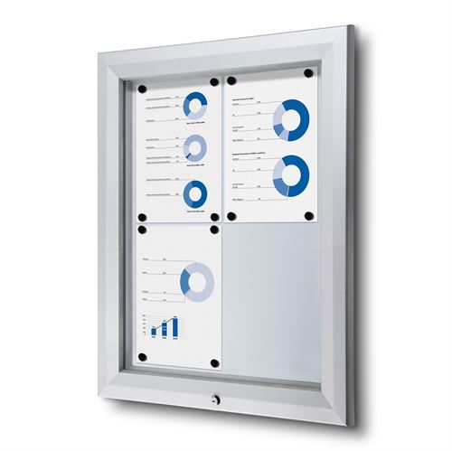 Premium Whiteboard Schaukasten Außen - 4xA4 | B1 Brandschutz